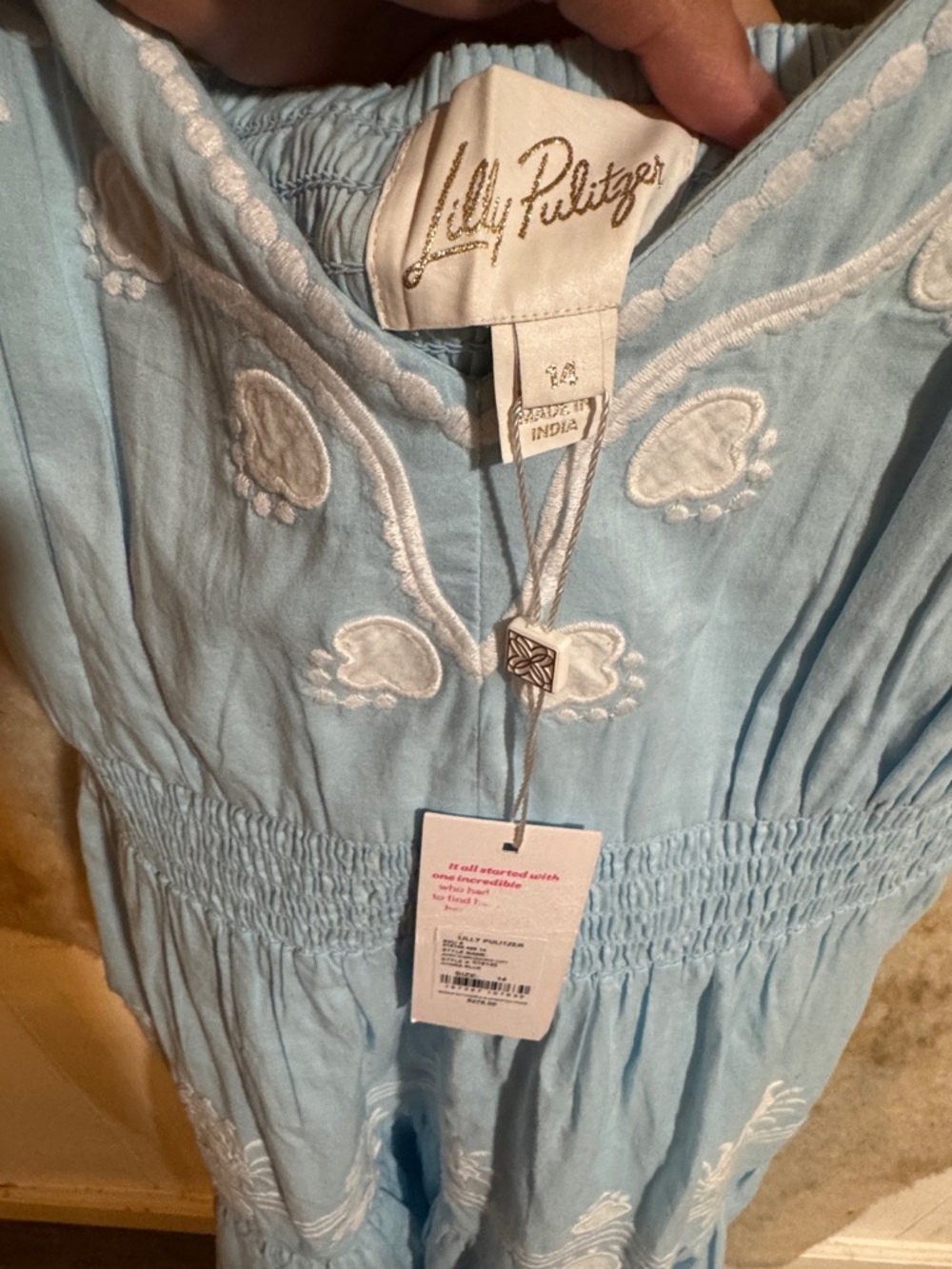 Lilly Pulitzer Light Blue Embroidered Sundress for Girls